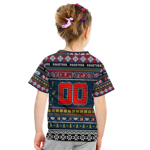 Personalized Roosters Rugby Xmas Kid T Shirt Australia NRL Mascot