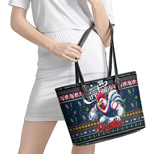 Roosters Rugby Xmas Leather Tote Bag Australia NRL Mascot