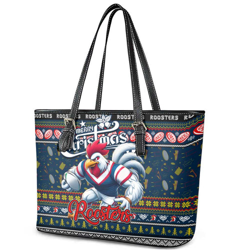Roosters Rugby Xmas Leather Tote Bag Australia NRL Mascot
