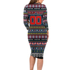 Personalized Roosters Rugby Xmas Long Sleeve Bodycon Dress Australia NRL Mascot