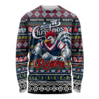 Personalized Roosters Rugby Xmas Long Sleeve Shirt Australia NRL Mascot