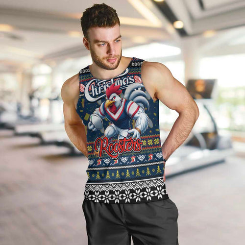 Personalized Roosters Rugby Xmas Men Tank Top Australia NRL Mascot