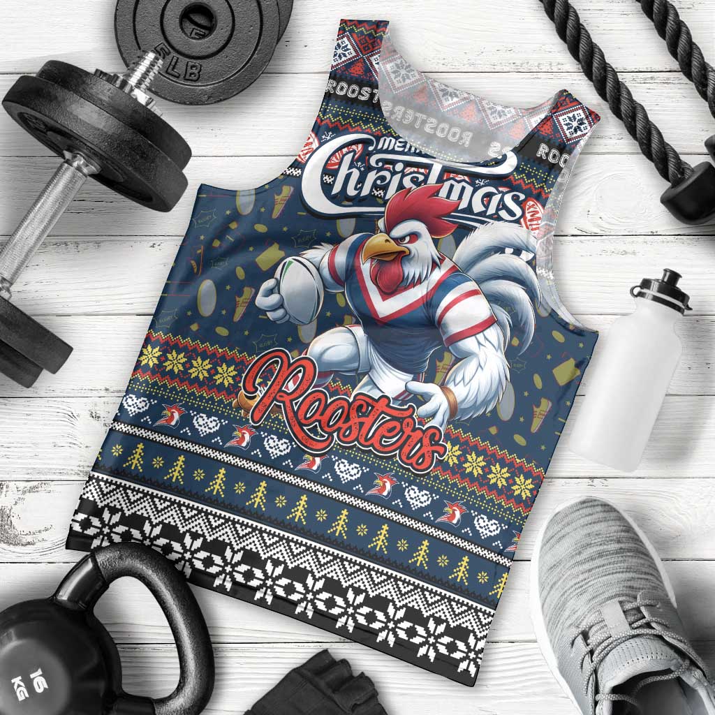 Personalized Roosters Rugby Xmas Men Tank Top Australia NRL Mascot