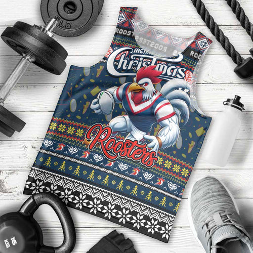 Personalized Roosters Rugby Xmas Men Tank Top Australia NRL Mascot