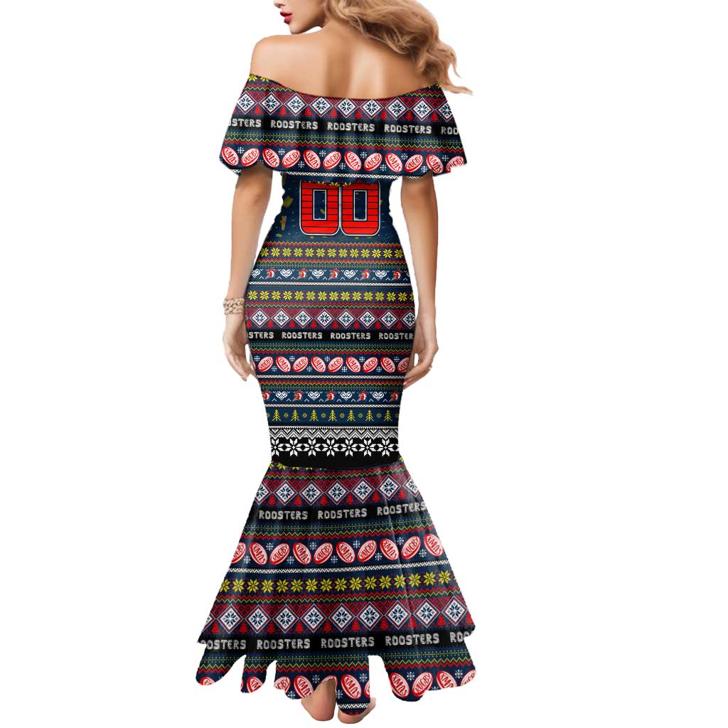 Personalized Roosters Rugby Xmas Mermaid Dress Australia NRL Mascot
