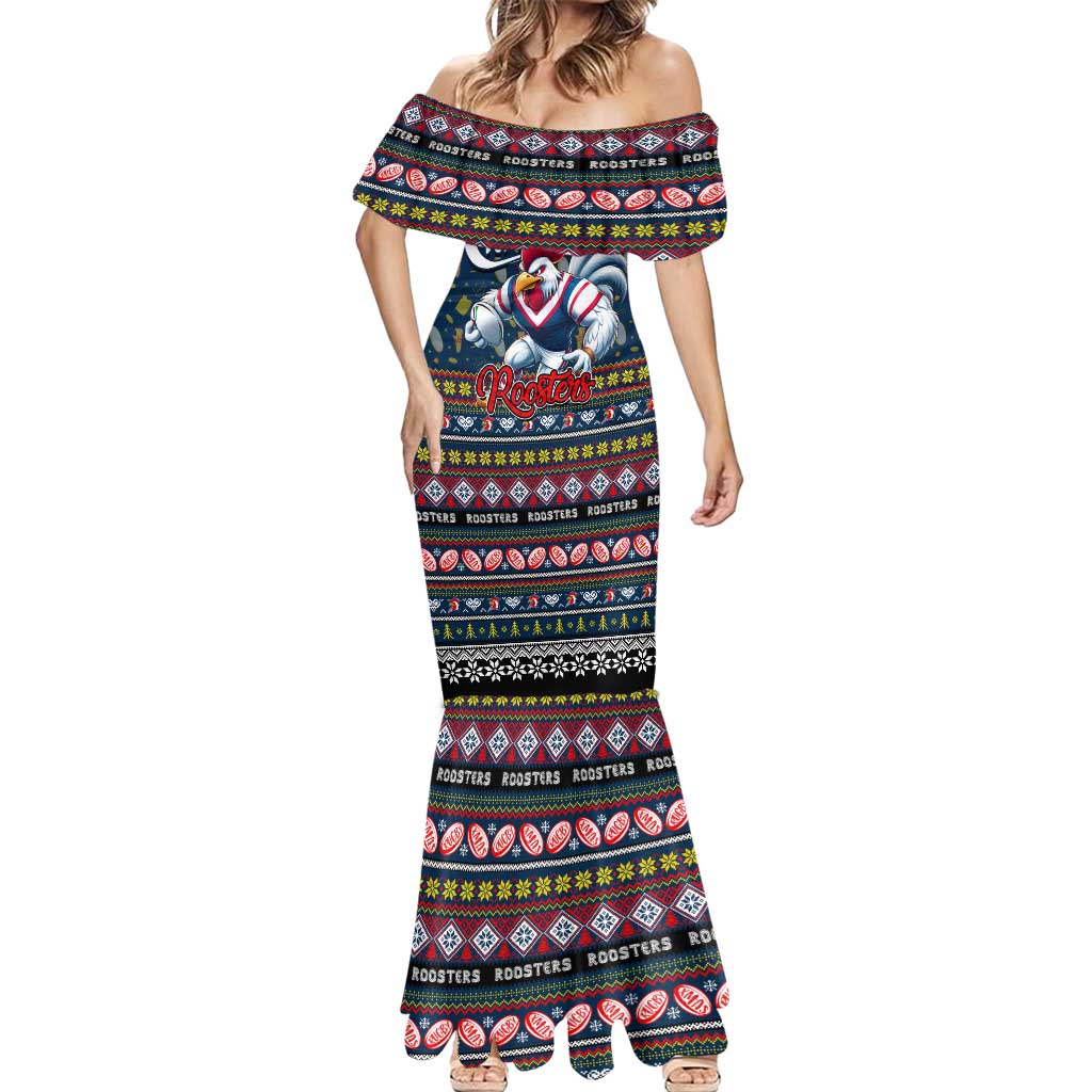Personalized Roosters Rugby Xmas Mermaid Dress Australia NRL Mascot