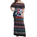 Personalized Roosters Rugby Xmas Off Shoulder Maxi Dress Australia NRL Mascot