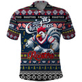 Personalized Roosters Rugby Xmas Polo Shirt Australia NRL Mascot