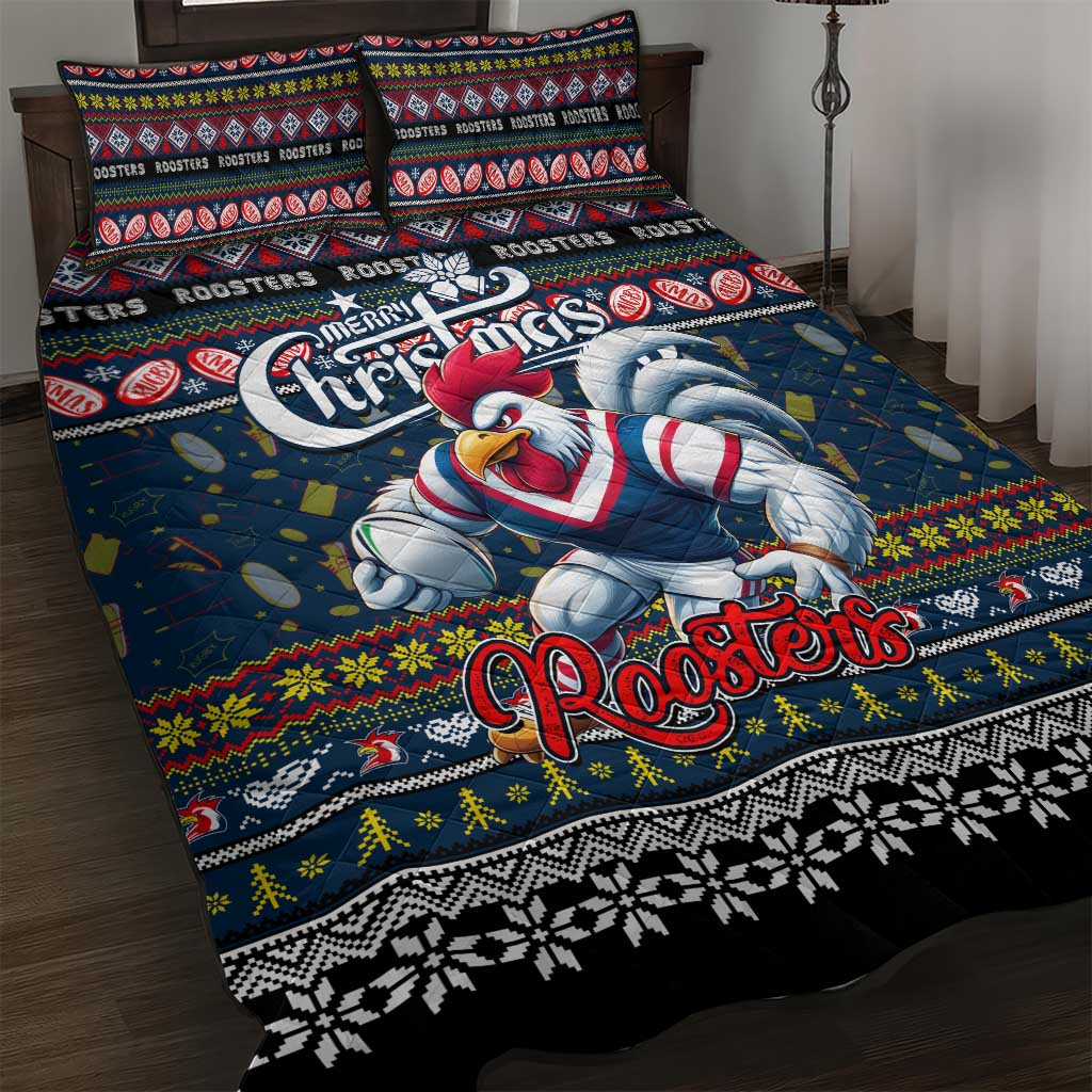 Roosters Rugby Xmas Quilt Bed Set Australia NRL Mascot