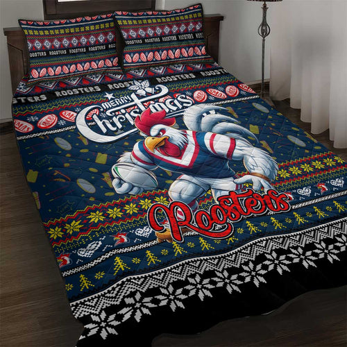 Roosters Rugby Xmas Quilt Bed Set Australia NRL Mascot