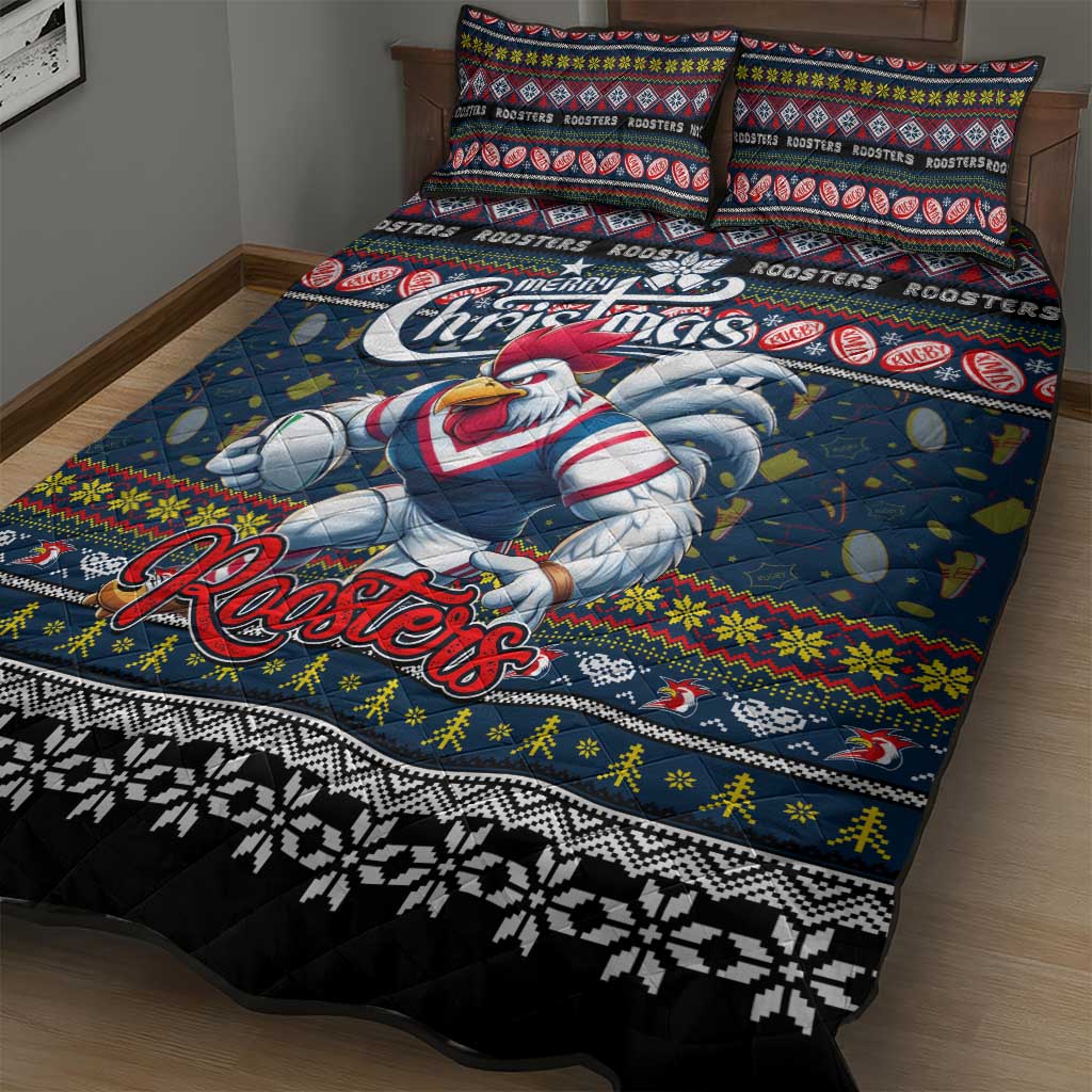 Roosters Rugby Xmas Quilt Bed Set Australia NRL Mascot
