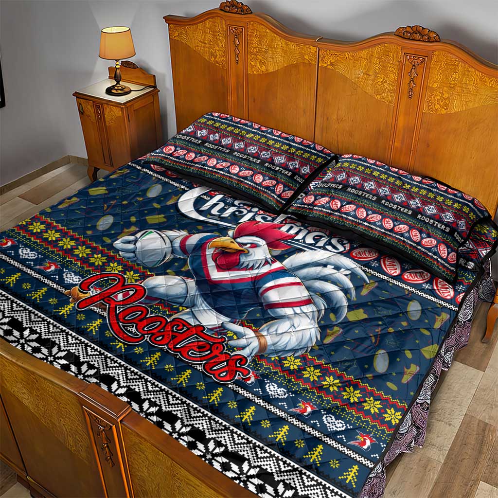 Roosters Rugby Xmas Quilt Bed Set Australia NRL Mascot