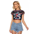 Personalized Roosters Rugby Xmas Raglan Cropped T Shirt Australia NRL Mascot