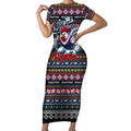 Personalized Roosters Rugby Xmas Short Sleeve Bodycon Dress Australia NRL Mascot