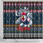 Roosters Rugby Xmas Shower Curtain Australia NRL Mascot