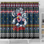Roosters Rugby Xmas Shower Curtain Australia NRL Mascot