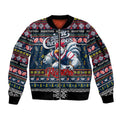 Personalized Roosters Rugby Xmas Sleeve Zip Bomber Jacket Australia NRL Mascot