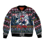 Personalized Roosters Rugby Xmas Sleeve Zip Bomber Jacket Australia NRL Mascot
