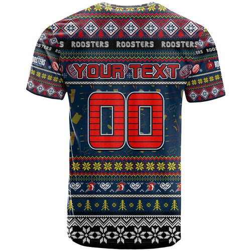 Personalized Roosters Rugby Xmas T Shirt Australia NRL Mascot