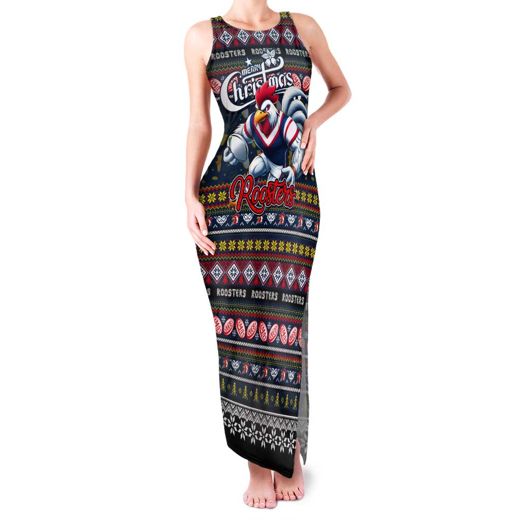 Personalized Roosters Rugby Xmas Tank Maxi Dress Australia NRL Mascot