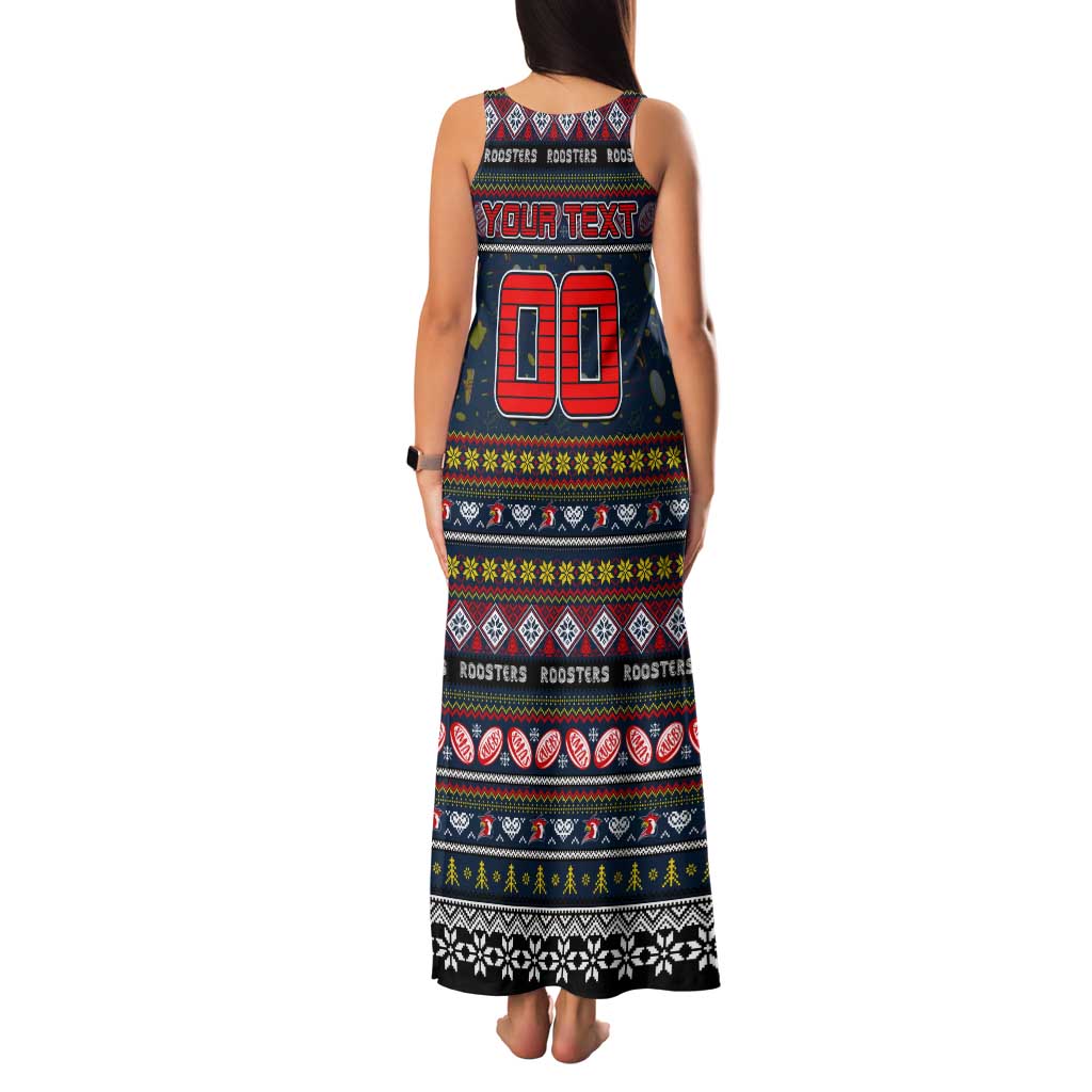 Personalized Roosters Rugby Xmas Tank Maxi Dress Australia NRL Mascot