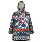 Personalized Roosters Rugby Xmas Wearable Blanket Hoodie Australia NRL Mascot