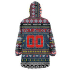 Personalized Roosters Rugby Xmas Wearable Blanket Hoodie Australia NRL Mascot