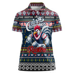 Personalized Roosters Rugby Xmas Women Polo Shirt Australia NRL Mascot