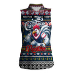 Personalized Roosters Rugby Xmas Women Sleeveless Polo Shirt Australia NRL Mascot