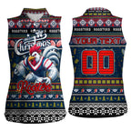 Personalized Roosters Rugby Xmas Women Sleeveless Polo Shirt Australia NRL Mascot