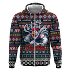 Personalized Roosters Rugby Xmas Zip Hoodie Australia NRL Mascot