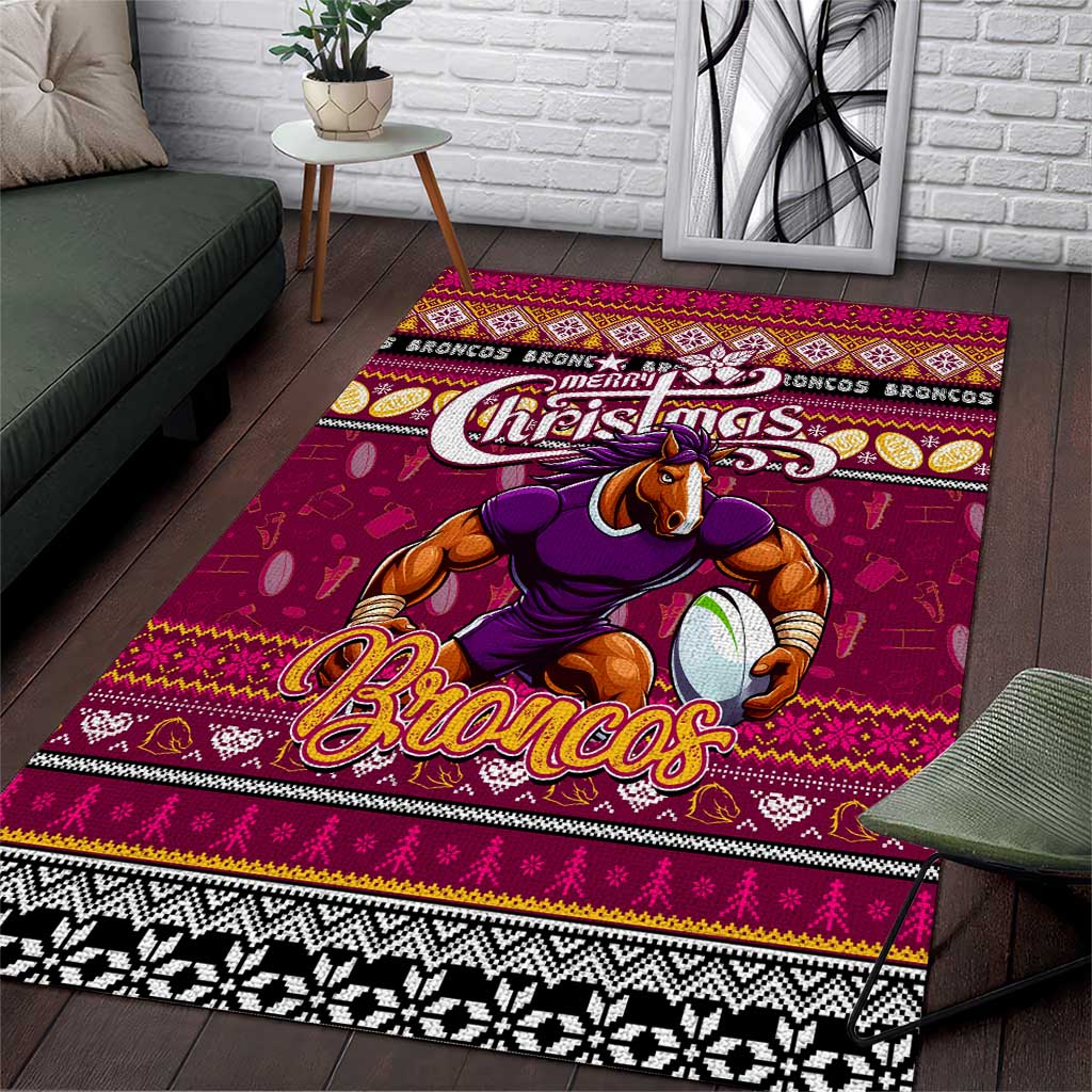 Broncos Rugby Xmas Area Rug Australia NRL Mascot