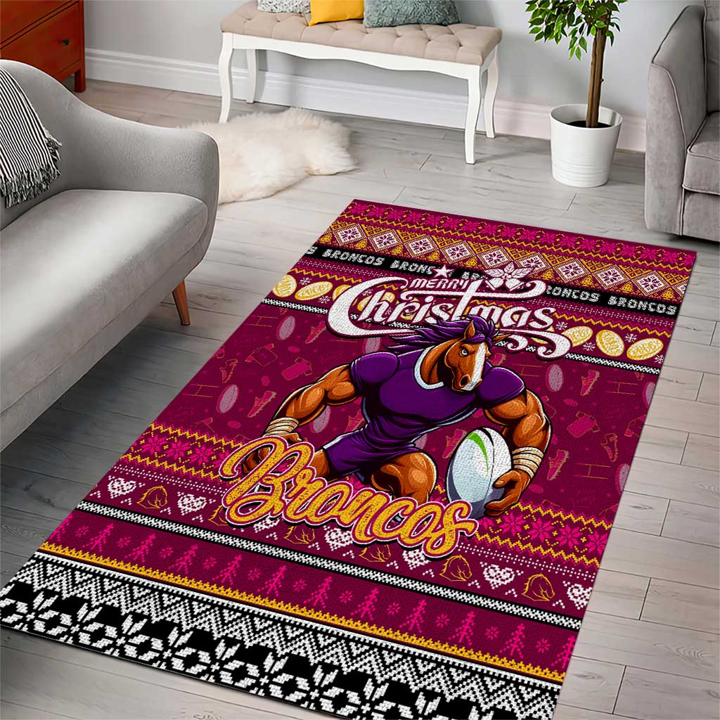 Broncos Rugby Xmas Area Rug Australia NRL Mascot