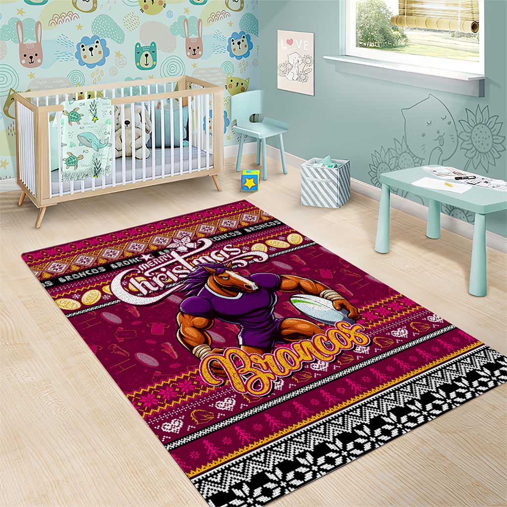 Broncos Rugby Xmas Area Rug Australia NRL Mascot