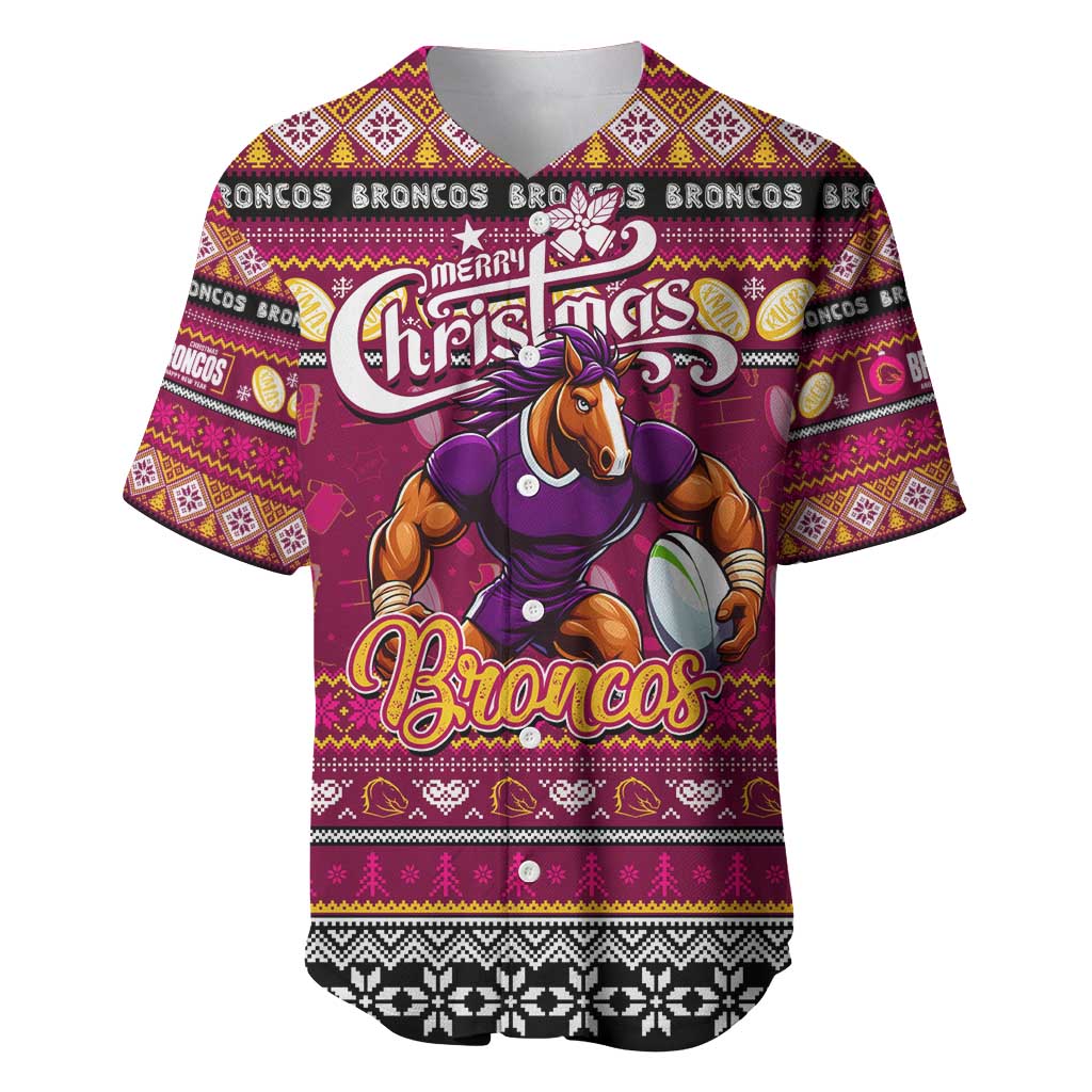 Personalized Broncos Rugby Xmas Baseball Jersey Australia NRL Mascot