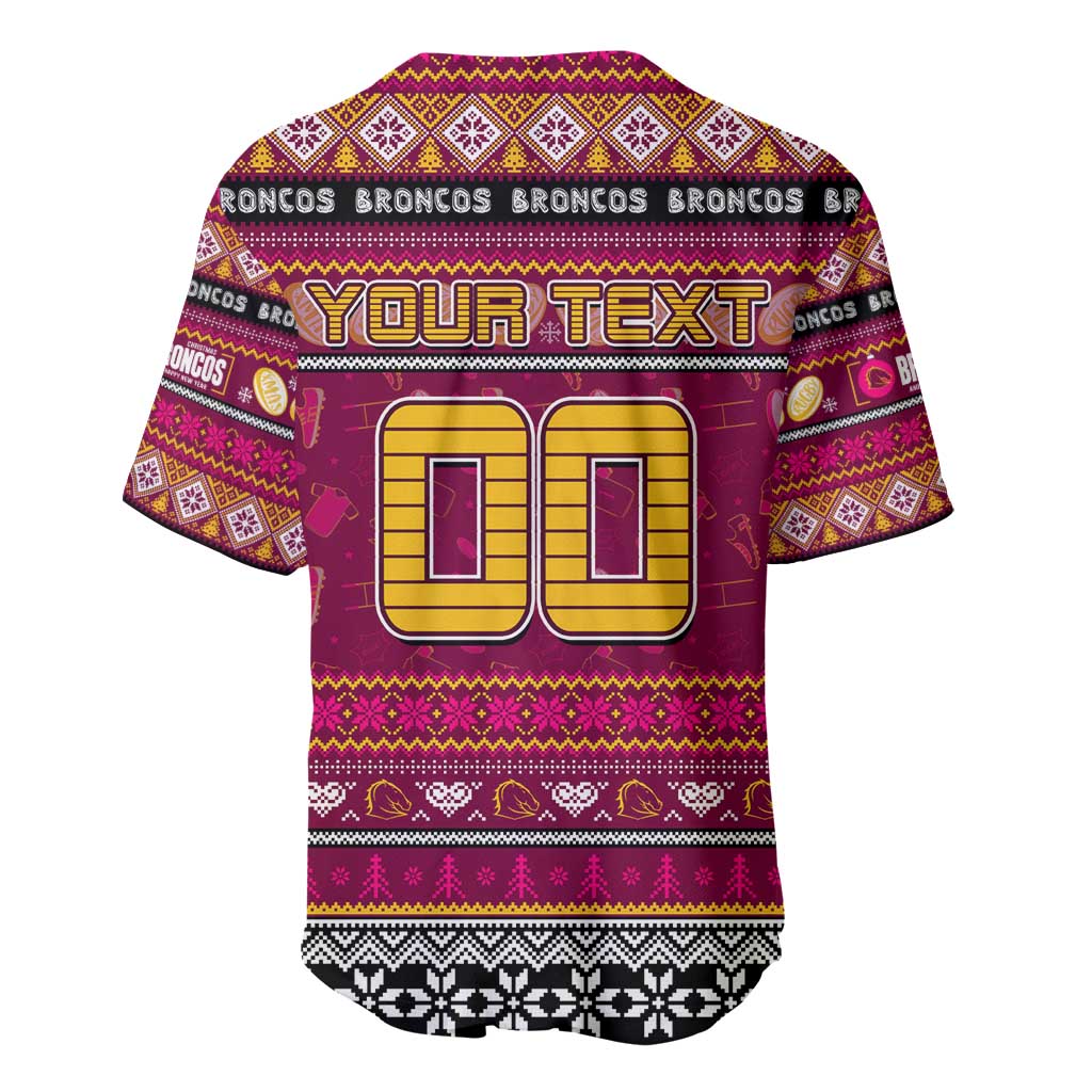 Personalized Broncos Rugby Xmas Baseball Jersey Australia NRL Mascot