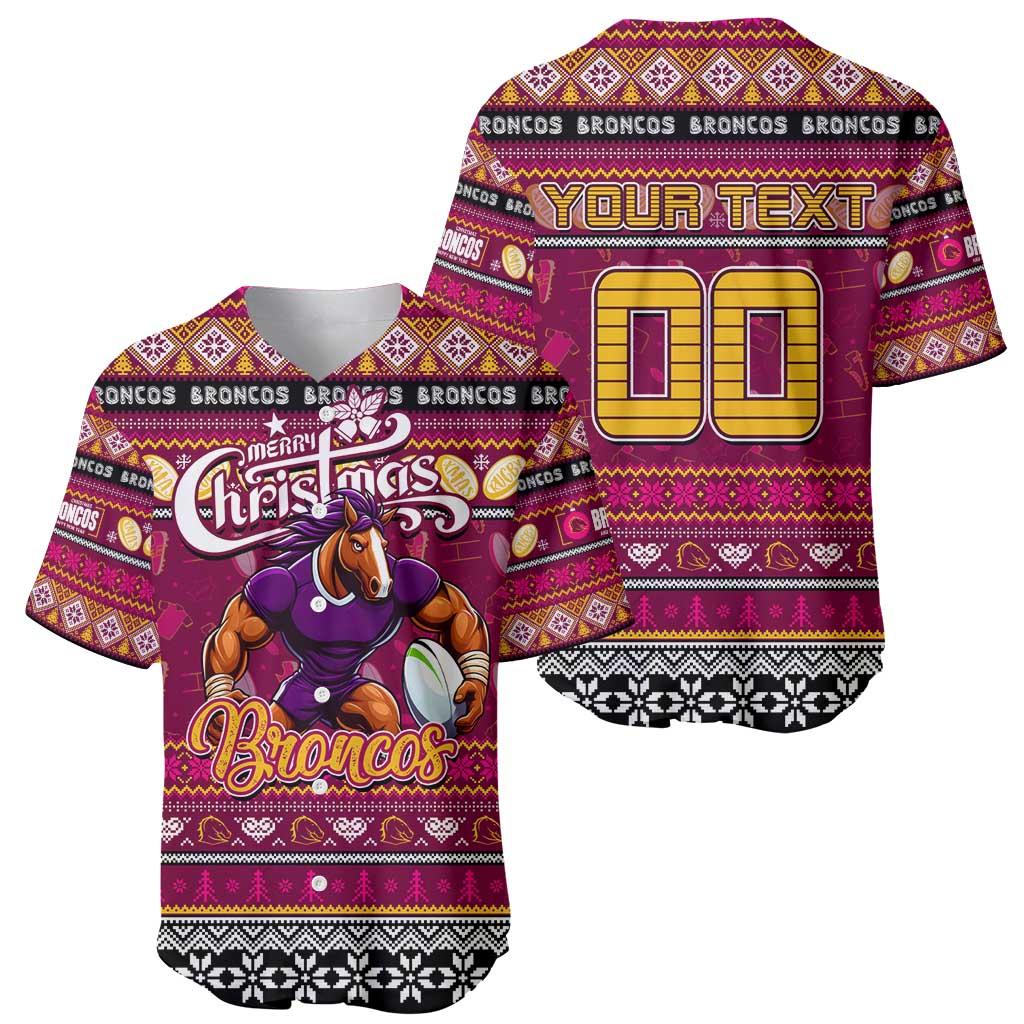 Personalized Broncos Rugby Xmas Baseball Jersey Australia NRL Mascot