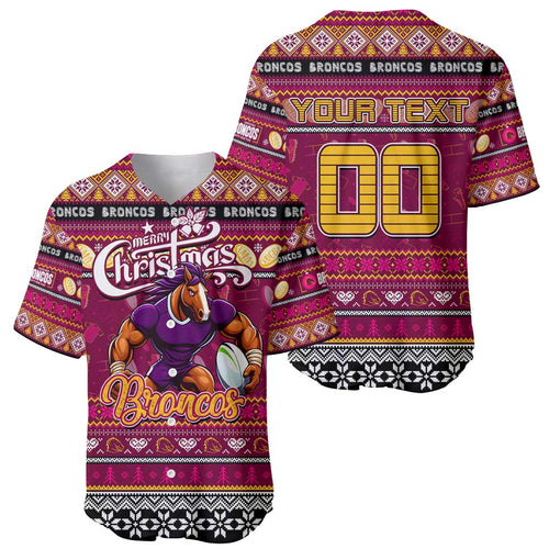 Personalized Broncos Rugby Xmas Baseball Jersey Australia NRL Mascot