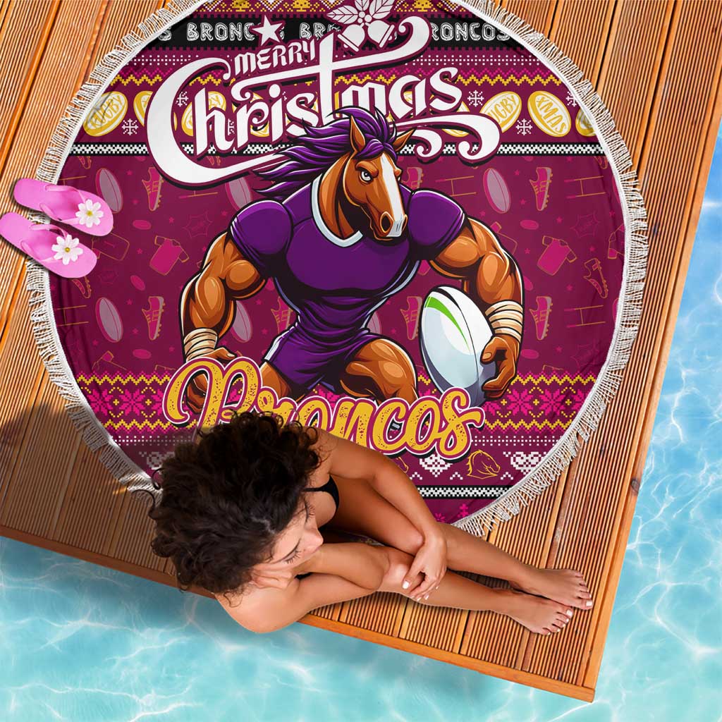 Broncos Rugby Xmas Beach Blanket Australia NRL Mascot