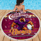 Broncos Rugby Xmas Beach Blanket Australia NRL Mascot