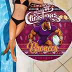 Broncos Rugby Xmas Beach Blanket Australia NRL Mascot
