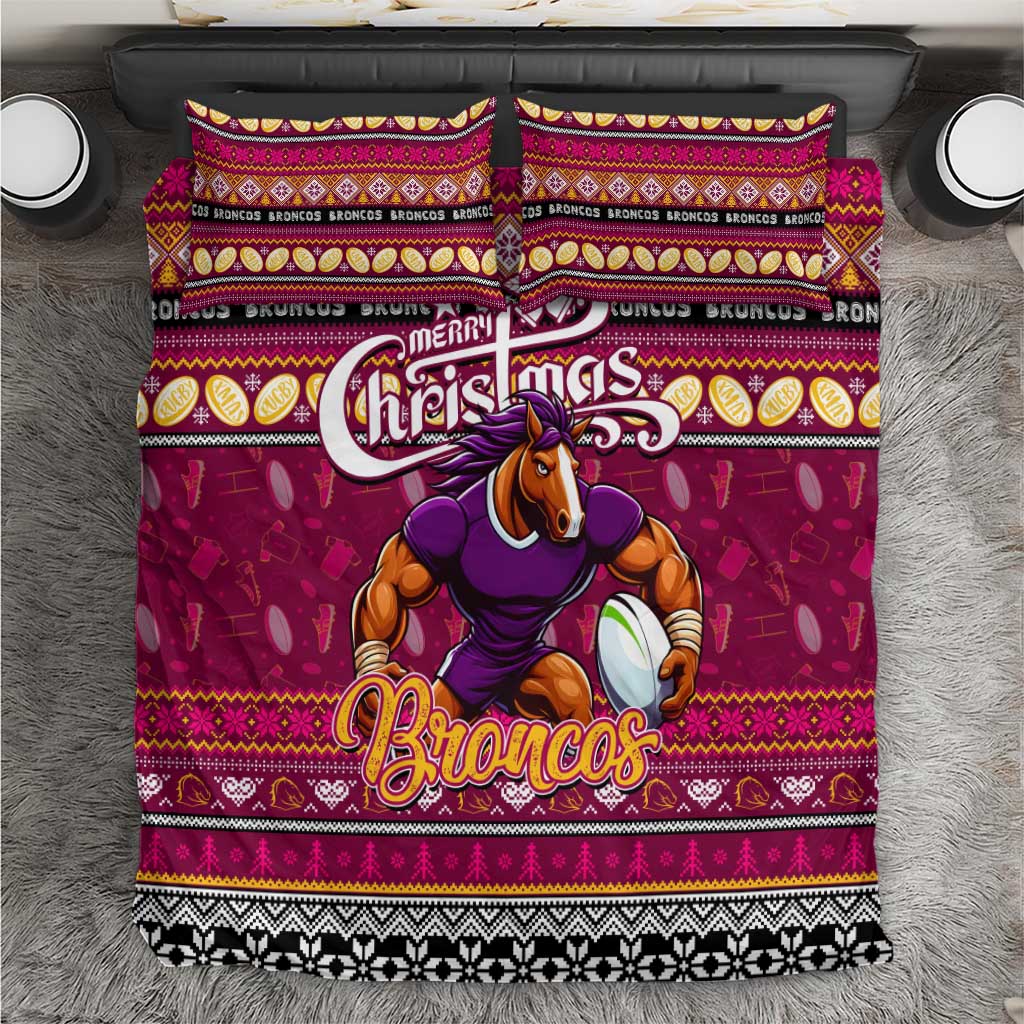 Broncos Rugby Xmas Bedding Set Australia NRL Mascot