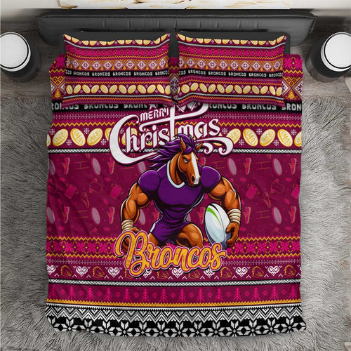 Broncos Rugby Xmas Bedding Set Australia NRL Mascot