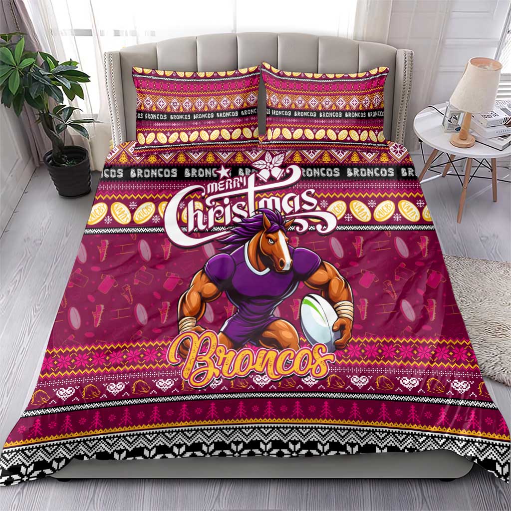 Broncos Rugby Xmas Bedding Set Australia NRL Mascot