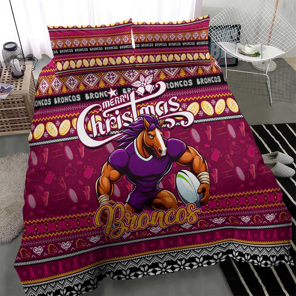 Broncos Rugby Xmas Bedding Set Australia NRL Mascot
