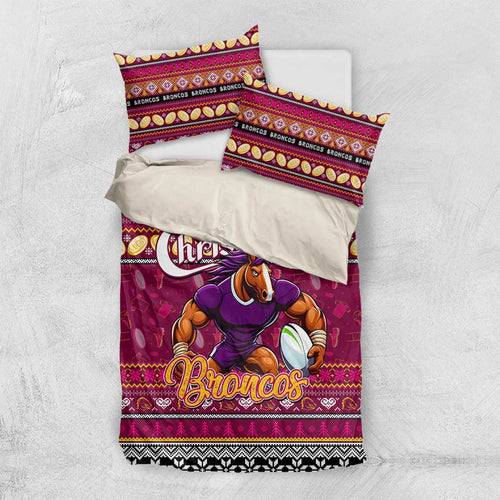 Broncos Rugby Xmas Bedding Set Australia NRL Mascot
