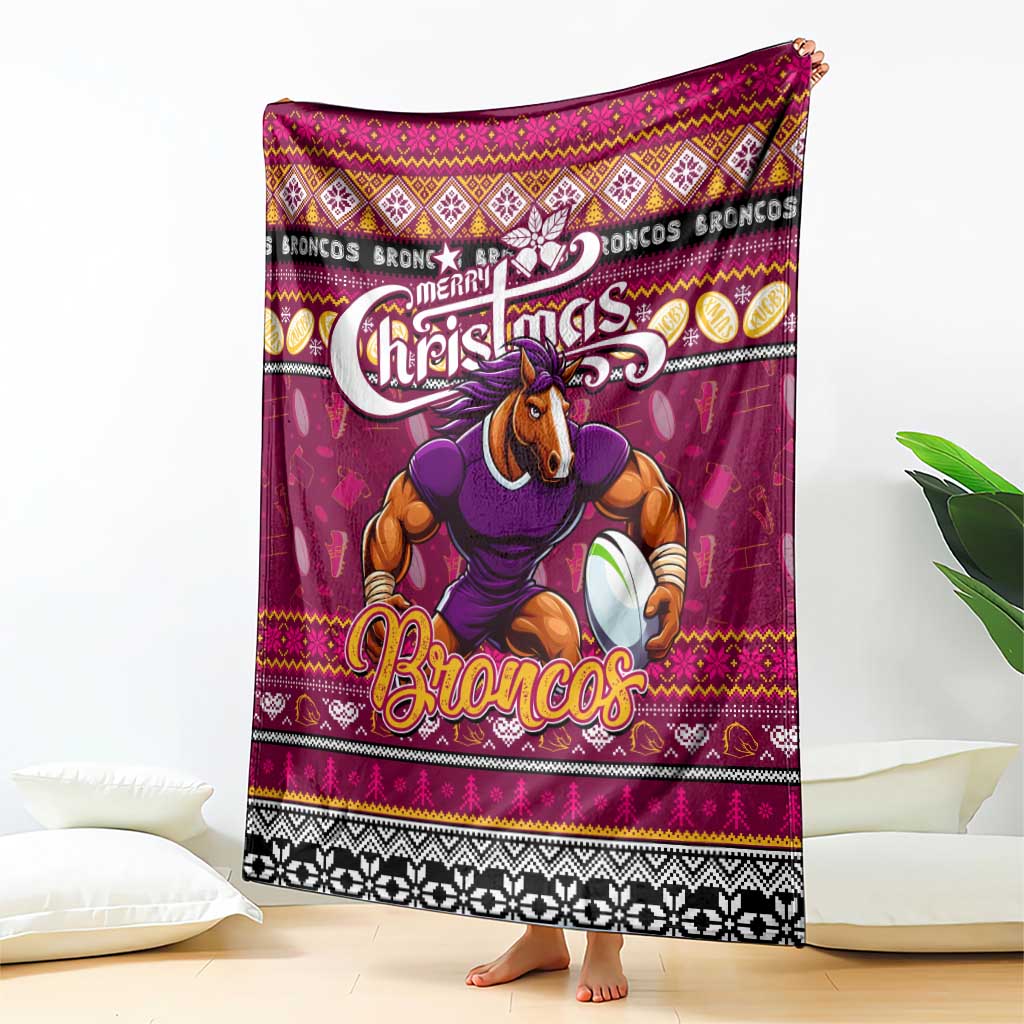 Broncos Rugby Xmas Blanket Australia NRL Mascot