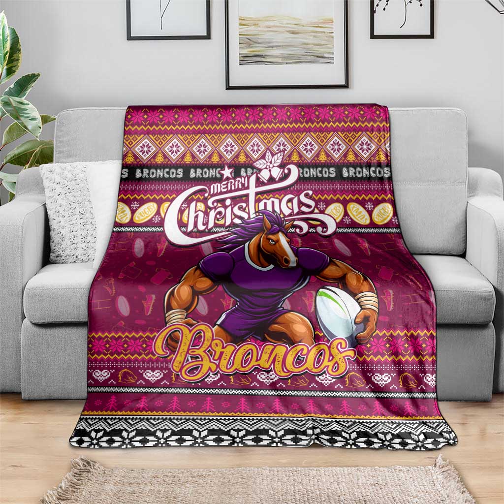 Broncos Rugby Xmas Blanket Australia NRL Mascot