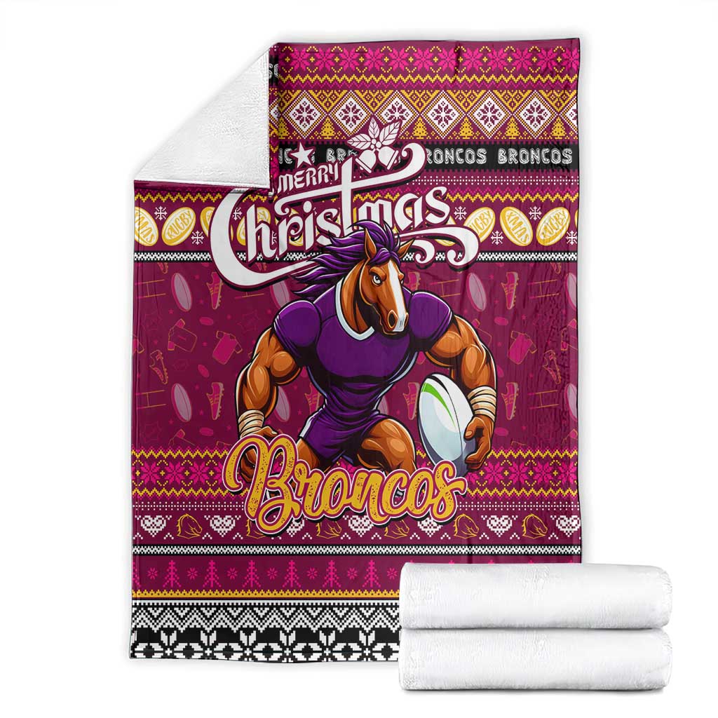 Broncos Rugby Xmas Blanket Australia NRL Mascot