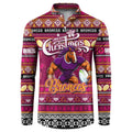Personalized Broncos Rugby Xmas Button Sweatshirt Australia NRL Mascot